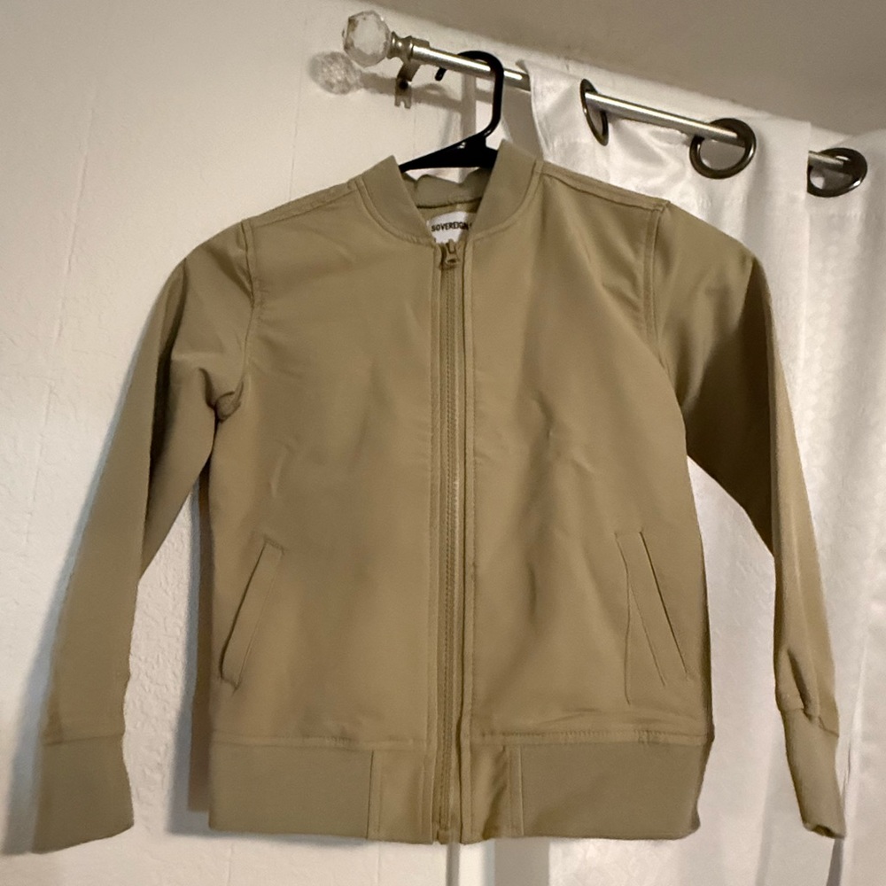 Light Tan Bomber Jacket - Minimal Zip Front